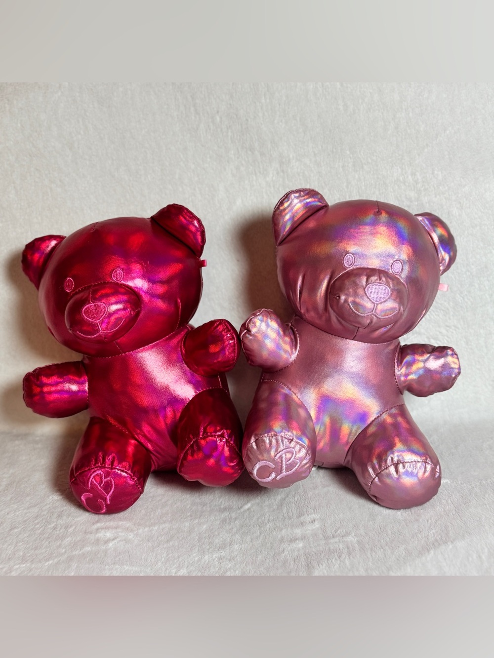 Candy Bears Metallic 8in Plush Animals Lot of 2 Blush & Hot Pink Stuffed Toys